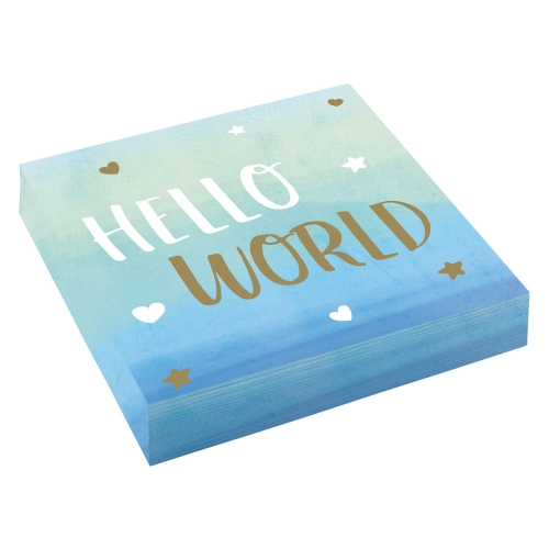 SERWETKI HELLO WORLD NIEBIESKIE 16szt