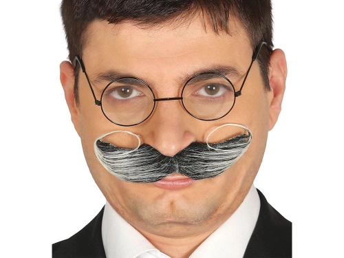 WĄSY SZEROKIE ZAWINIĘTE SIWE