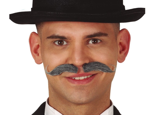 WĄSY PODKRĘCONE SZARE