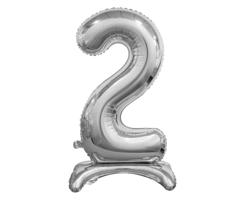 BALON BC CYFRA 2 STOJĄCY SREBRNY 29'' 74cm