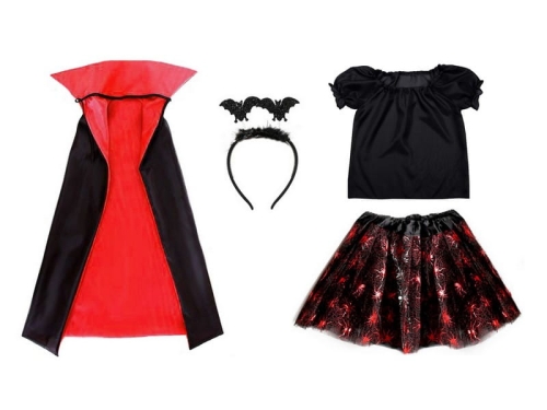 ZESTAW HALLOWEEN CZARNO-CZERWONY 134-140 4el