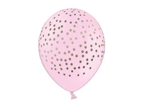 BALON RÓŻOWY KROPKI ZŁOTE 30cm 1szt