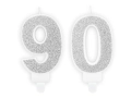 ZESTAW ŚWIECZKI 90 BROKAT SREBRNE 2szt