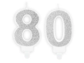 ZESTAW ŚWIECZKI 80 BROKAT SREBRNE 2szt