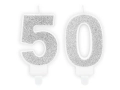 ZESTAW ŚWIECZKI 50 BROKAT SREBRNE 2szt