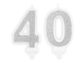 ZESTAW ŚWIECZKI 40 BROKAT SREBRNE 2szt