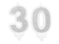 ZESTAW ŚWIECZKI 30 BROKAT SREBRNE 2szt