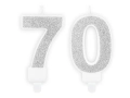 ZESTAW ŚWIECZKI 70 BROKAT SREBRNE 2szt