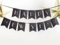 BANER HAPPY NEW YEAR CZARNY 1,7m