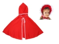 ZESTAW CZERWONY KAPTUREK PELERYNA 48cm 2el