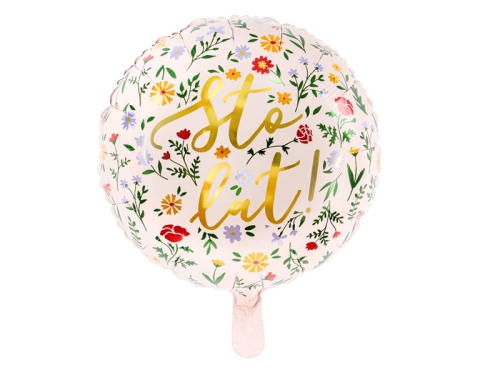 BALON PARTY DECO STO LAT KWIATKI JASNORÓŻOWY 14'' 35cm