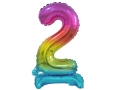 BALON BC CYFRA 2 STOJĄCY TĘCZOWY 29'' 74cm