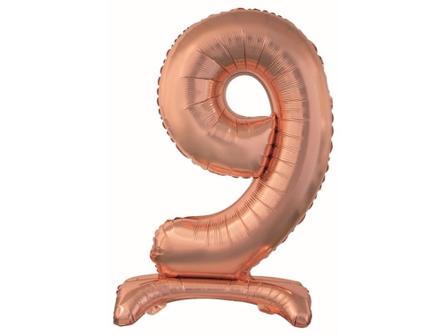 BALON GODAN BC CYFRA 9 STOJĄCY RÓŻOWE ZŁOTO 29'' 74cm