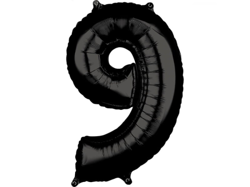 BALON CYFRA 9 CZARNY 26'' 66cm