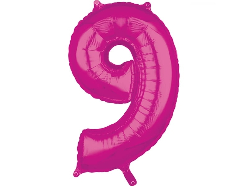 BALON CYFRA 9 RÓŻOWY 26'' 66cm