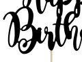 KRATECZKA NA PIKU TOPPER HAPPY BIRTHDAY CZARNY 22,5cm