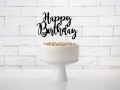KRATECZKA NA PIKU TOPPER HAPPY BIRTHDAY CZARNY 22,5cm