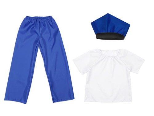 ZESTAW GALOWY BIAŁO-NIEBIESKI 116-128 3el