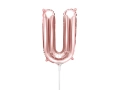 BALON LITERA U RÓŻOWE ZŁOTO 14'' 35cm