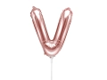 BALON LITERA V RÓŻOWE ZŁOTO 14'' 35cm