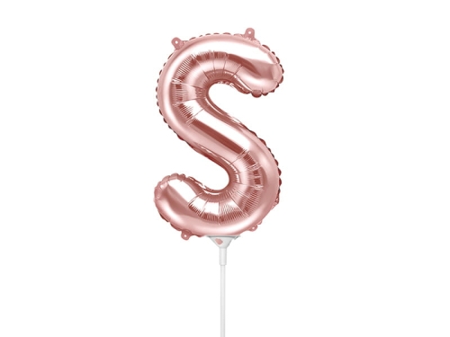 BALON PARTY DECO LITERA S RÓŻOWE ZŁOTO 14'' 35cm