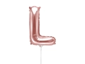 BALON LITERA L RÓŻOWE ZŁOTO 14'' 35cm