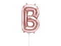 BALON LITERA B RÓŻOWE ZŁOTO 14'' 35cm