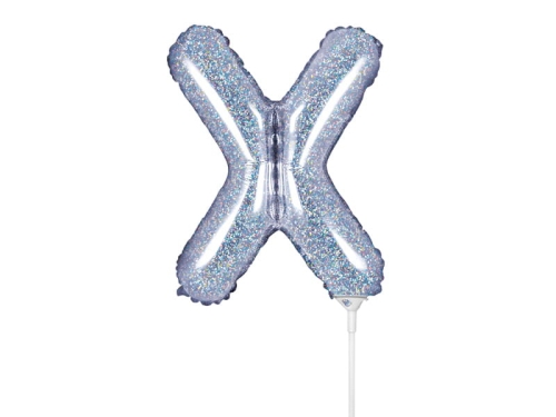 BALON PARTY DECO LITERA X HOLO SREBRNY 14'' 35cm