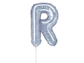 BALON LITERA R HOLO SREBRNY 14'' 35cm