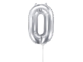 BALON CYFRA 0 SREBRNY 14'' 35cm