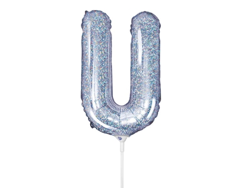 BALON PARTY DECO LITERA U HOLO SREBRNY 14'' 35cm