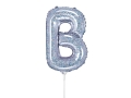 BALON LITERA B HOLO SREBRNY 14'' 35cm