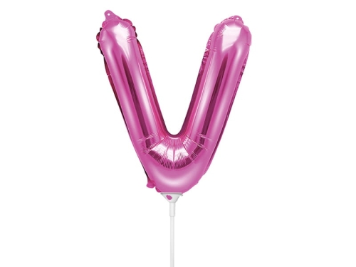 BALON PARTY DECO LITERA V CIEMNY RÓŻ 14'' 35cm