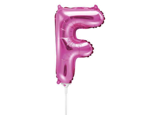 BALON LITERA F CIEMNORÓŻOWY 14'' 35cm