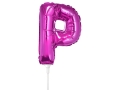BALON LITERA P RÓŻOWY 14'' 36cm + PATYK