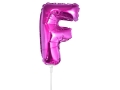 BALON LITERA F RÓŻOWY 14'' 36cm + PATYK
