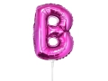 BALON LITERA B RÓŻOWY 14'' 36cm + PATYK