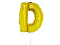 BALON LITERA D ZŁOTY 14'' 36cm + PATYK
