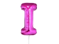 BALON LITERA I RÓŻOWY 14'' 36cm + PATYK