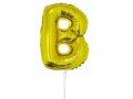 BALON LITERA B ZŁOTY 14'' 36cm + PATYK