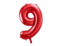 BALON CYFRA 9 CZERWONY 34'' 86cm