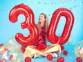 BALON CYFRA 9 CZERWONY 34'' 86cm