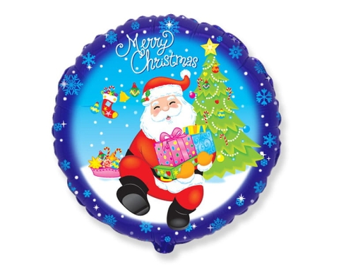 BALON MIKOŁAJ Z PREZENTAMI NIEBIESKI 18'' 46cm