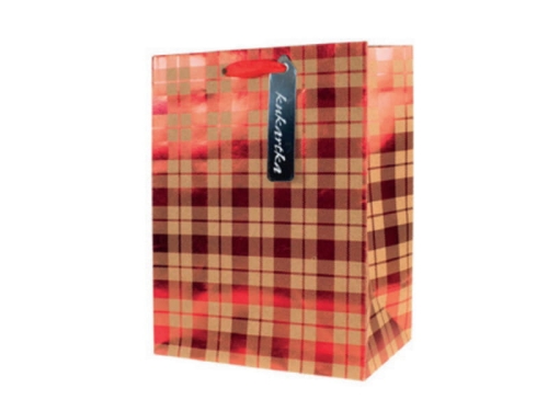 TOREBKA PREZENTOWA QM-323 KRATKA KRAFT 18x23cm