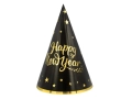 CZAPECZKI HAPPY NEW YEAR GWIAZDKI CZARNE 21cm 6szt.