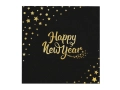 SERWETKI HAPPY NEW YEAR GWIAZDKI CZARNE 10szt