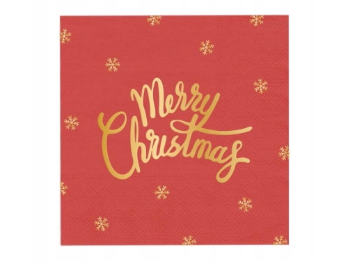 SERWETKI MERRY CHRISTMAS ŚNIEŻYNKI CZERWONE 10szt