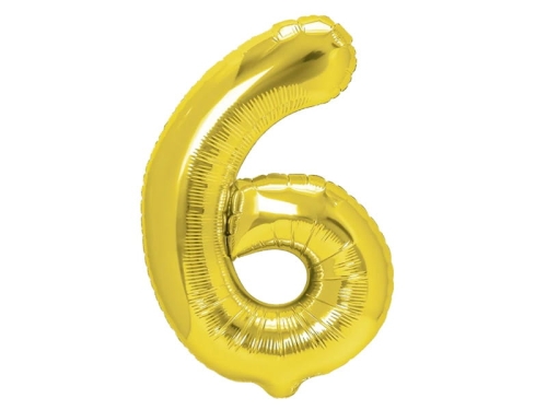 BALON CYFRA 6 ZŁOTY 28'' 70cm