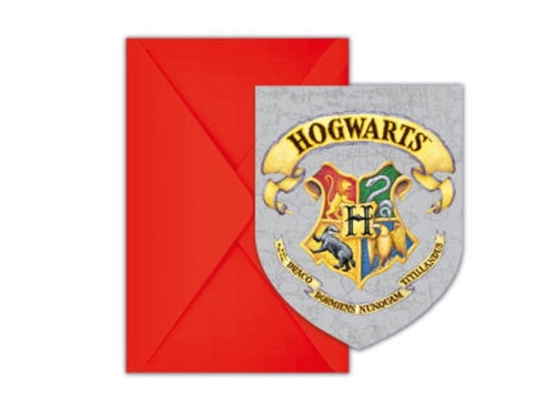 ZAPROSZENIA HARRY POTTER HOGWART SZARE 6szt