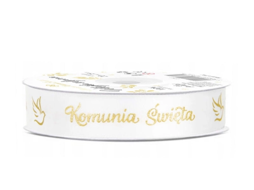 TASIEMKA SATYNOWA KOMUNIA BIAŁA 15mm 20m